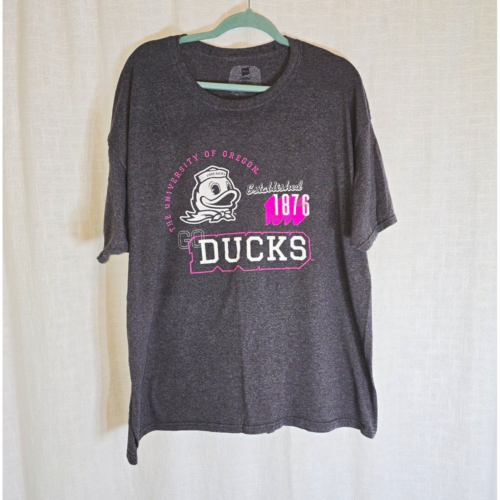 Hanes Oregon Ducks Graphic T-Shirt - Charcoal Heather Gray (Size 2XL)